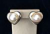 Tiffany & Co. Sterling Silver and 18k Yellow Gold Mabe Pearl Earrings