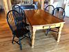 Country Style Pine One Drawer Dining Table on Turned Legs