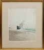 Jane Brewster Reid Watercolor View "Run Aground on the South Shore Nantucket"