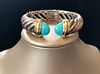 David Yurman Sterling Silver and 18k Yellow Gold Cable Cuff Bracelet