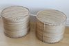 Pair of Contemporary Natural Fiber Woven Round End Tables