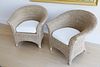 Pair of Palecek Natural Woven Wicker Tub Chairs