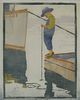 Eliza Draper Gardner Limited Edition Colored Woodcut on Paper "On the Dock"