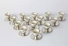 Assembled Set of 14 Sterling Silver and Porcelain Demi Tasse Cups and Saucers