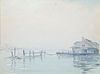 Gerald Taber Oil on Artist's Board "View of Island Service Wharf"