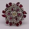 JEWELRY. Vintage 14kt Gold, Ruby and Diamond Ring.