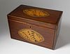 English Partridge Wood Double Satinwood Shell Inlaid Tea Caddy, 19th Century