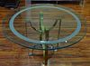 Mid-Century Modern Brass and Chrome Glass Topped Table