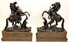 after Guillaume Coustou, French (1677-1746): Pair of Marly Horse Bronze Groups Circa 1880