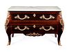 A Regence Style Gilt Metal Mounted Marble-Top Commode