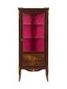 A Louis XV Style Gilt Bronze Mounted Vernis Martin-Decorated Mahogany Marble-Top Vitrine Cabinet