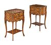 A Pair of Louis XV Style Gilt Metal Mounted Parquetry Side Tables