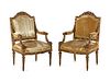 A Pair of Louis XVI Carved Giltwood Fauteuils