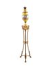 A Sevres Style Gilt Bronze Mounted Painted and Parcel Gilt Porcelain Banquet Lamp