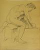 Lajos Vajda, Hungarian (1908-1941) Double Sided Charcoal Sketches on Paper "Male Nude"