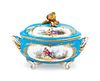 A Sevres Painted and Parcel Gilt Turquoise-Ground Porcelain Covered Tureen