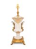 A Sevres Style Gilt Metal Mounted Porcelain Urn Mounted as a Lamp