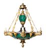 A French Neoclassical Gilt Bronze and Malachite Chandelier