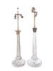 A Near Pair of Baccarat Cut Glass and Silvered Metal Mounted Lamps 