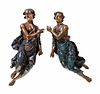 A Pair of Continental Polychrome Painted and Parcel Gilt Carved Wood Figures