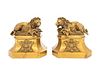 A Pair of Continental Gilt Bronze Figural Andirons