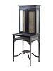 A Chinese Chippendale Style Black-Painted Vitrine Cabinet on Stand