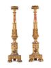 A Pair of Neoclassical Carved Giltwood Prickets