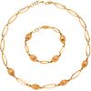 Set of choker and bracelet in 14k yellow gold. Weight: 31.5 g