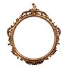 Mirror. 20th century. Louis XV. Tondo design. Resin structure, golden enamel, beveled mirror. 28.7 x 25" (73 x 64 cm)