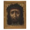 Holy Face. Mexico, 18th-19th century. Oil on canvas. Conservation details. 10.2 x 8.2" (26 x 21 cm)