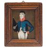 Portrait of Military Man. France, 19th century. Oil on copper sheet. Wooden frame. Dated "Juin 1823". 2.5 x 2" (6.5 x 5.5 cm)