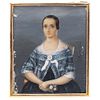 Portrait of Lady. Mexico, 19th century. Oil on gutta-percha. Signed "Pet…C. Font". Brass frame. 3 x 2.5" (8 x 6.5 cm)