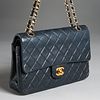 Chanel classic navy double flap quilted lambskin
