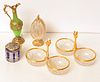 (5) Continental gilt mounted glass table items
