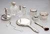 Collection silver and glass vanity objects
