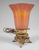 Brass Lamp, Iridescent Glass Shade