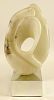 Mid Century Carved Alabaster Stone Abstract Sculpture on Mirrored Base