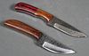 (2) Custom Fixed Blade Damascus Steel Knife 