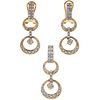 PENDANT AND EARRINGS SET WITH DIAMONDS. 14K YELLOW GOLD