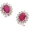 RUBIES AND DIAMONDS EARRINGS. 14K WHITE GOLD AND PALLADIUM SILVER