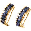 TANZANITE AND SAPPHIRES EARRINGS. 14K YELLOW GOLD