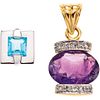 TWO PENDANTS WITH AMETHYST, TOPAZ AND DIAMONDS. 14K YELLOW AND WHITE GOLD