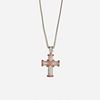 Theo Fennell, Pink sapphire and diamond cross pendant necklace