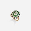 Oscar Heyman, Diamond, sapphire, and emerald ring