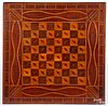 Parquetry checkers and cribbage gameboard