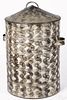 Large smoke decorated tin canister