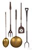 Five Pennsylvania wrought iron utensils