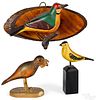 Three Pennsylvania carved and painted birds