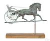 Swell bodied copper horse and sulky weathervane