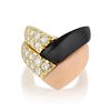Van Cleef and Arpels Coral Onyx and Diamond Stackable Rings